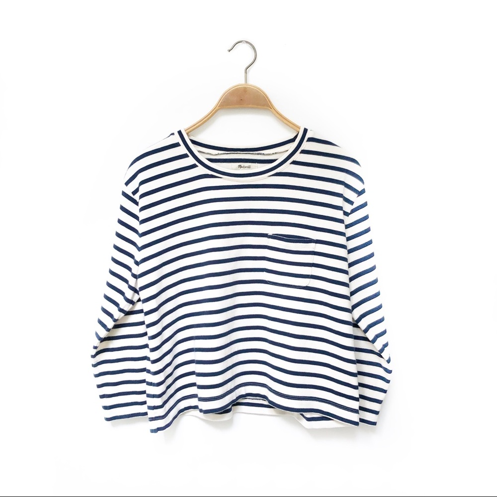 Madewell striped pullover sweater w/ front pocket